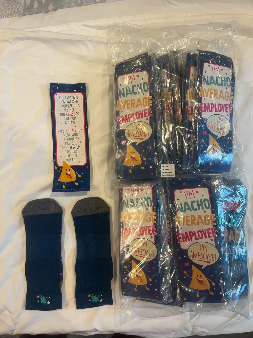 I'm Nacho Average Employee Navy Novelty Crew Socks (20 pair)